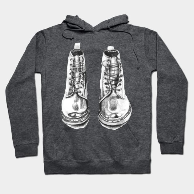 Doc Martens Pencil Drawing Hoodie by ancapora